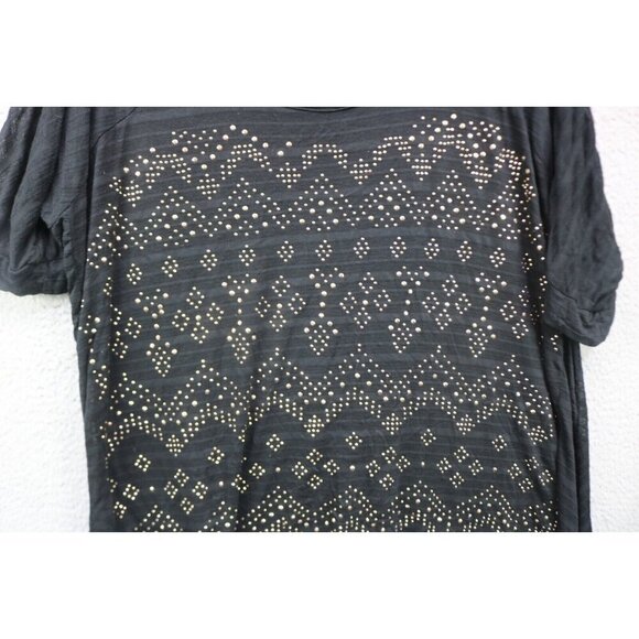 Lane Bryant Semi-Sheer Rhinestone Blouse-Size 26/28-Asymmetrical Hem-Scoop Neck - Picture 2 of 6